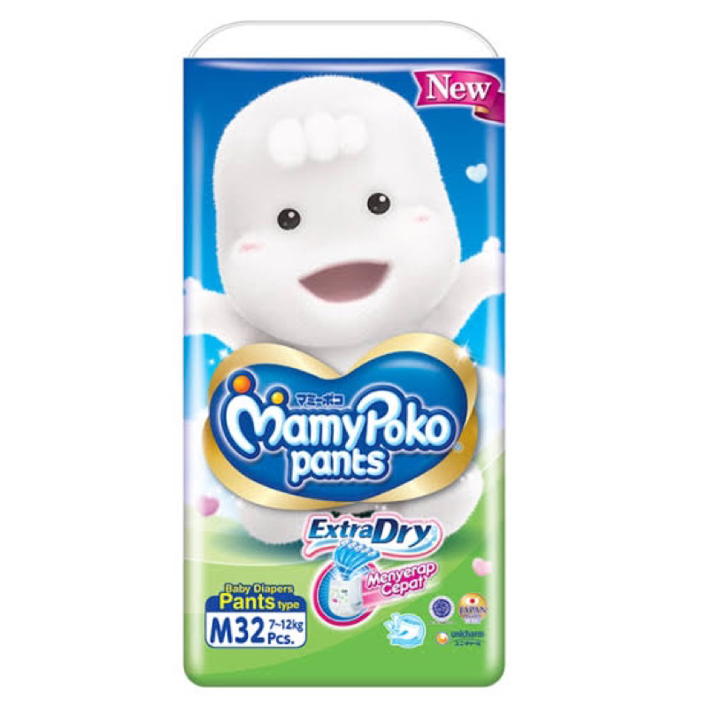 Mamy Poko Pants Extra Dry Ukuran M Isi 32 / Pampers Bayi / Popok Bayi