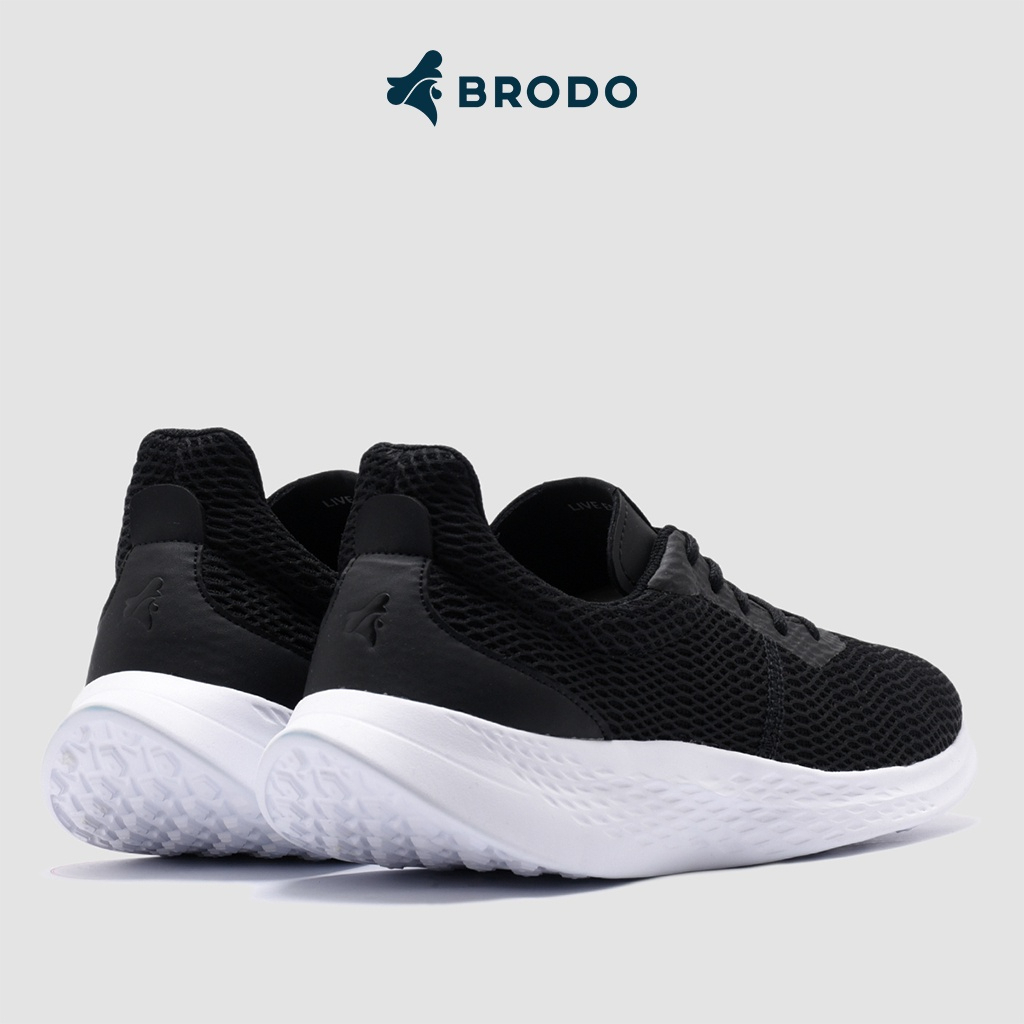 BRODO Active Sprint Black White Full Black Original Sepatu Sneakers Sport Runnig Lari Unisex