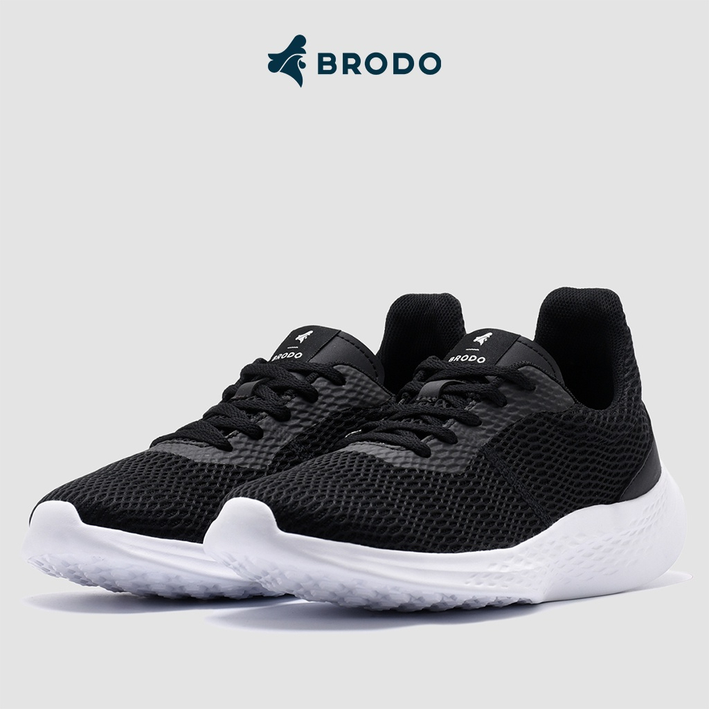 BRODO Active Sprint Black White Full Black Original Sepatu Sneakers Sport Runnig Lari Unisex