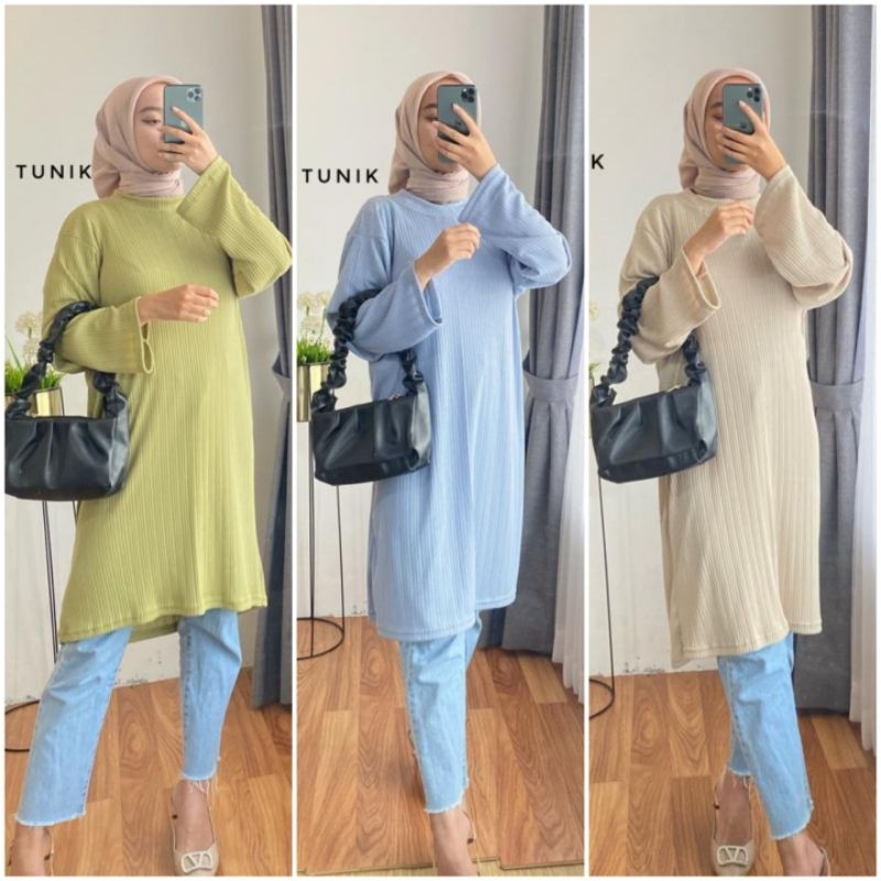 BISA COD GALERIAZKIYA SYIFA TUNIK/ TUNIK KNIT RIBB/ TUNIK KNITE/ LONG TUNIK RAJUT/ TUNIK KAOS STRECT