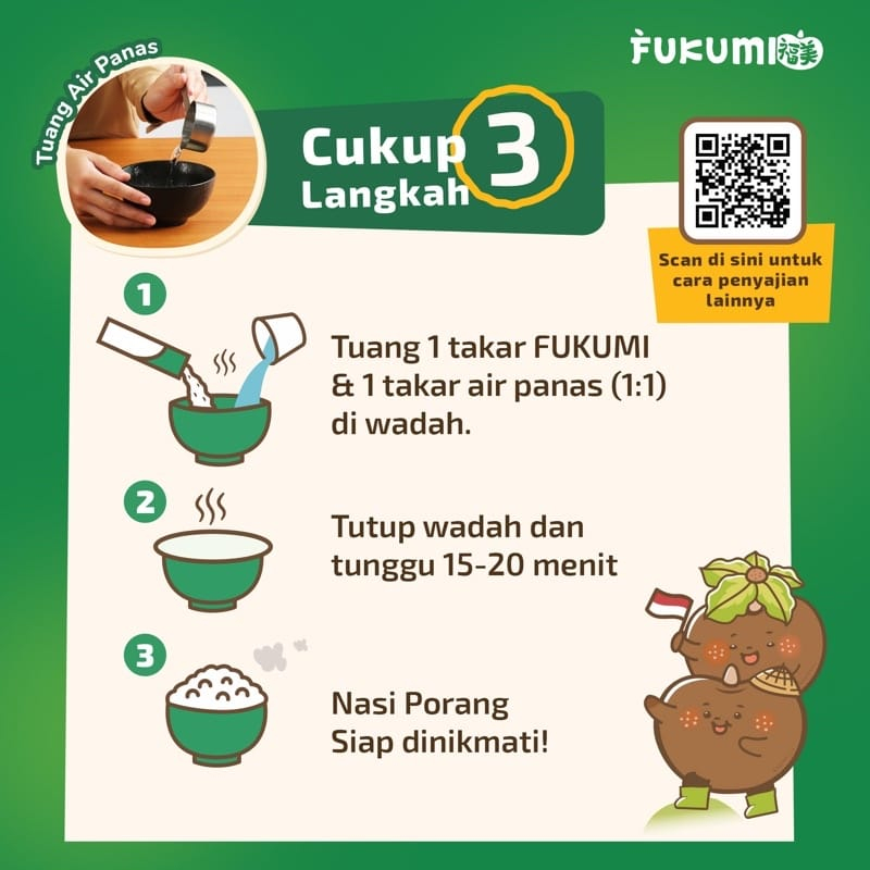 FUKUMI Beras Porang Box Sachet - Shirataki Konjac Rice / Beras Diet Beras Rendah Kalori 280g (7x40g)