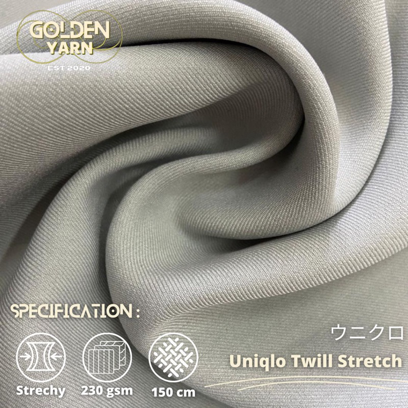Kain Uniqlo Twill Stretch Premium | Twill Stretch murah | Kain twill termurah 1/2 meter grade A kuli