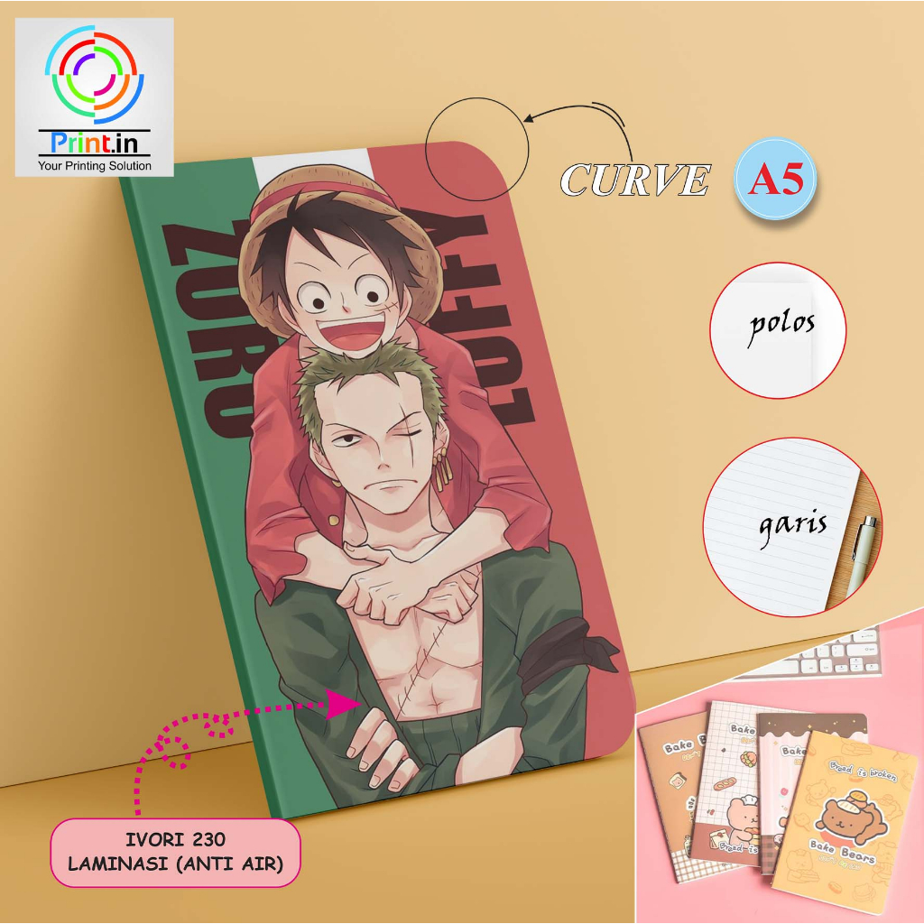 

Notebook/Pocket Note Motif One Piece Softcover,Buku Journal, Catatan Harian