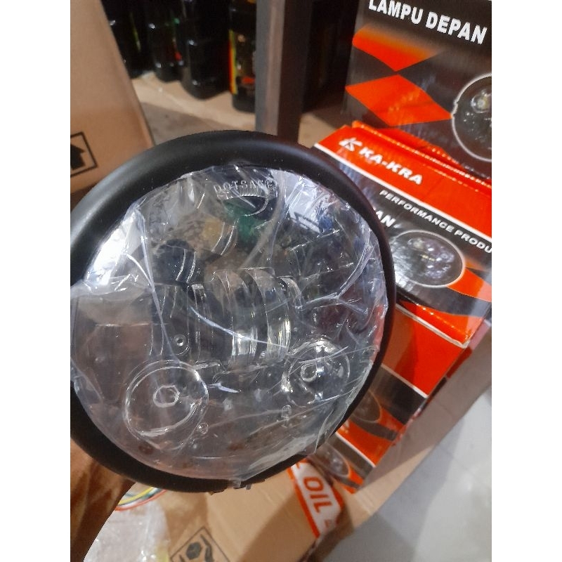 lampu led daymaker + reteng batok hitam pmp gl cb100 megapro