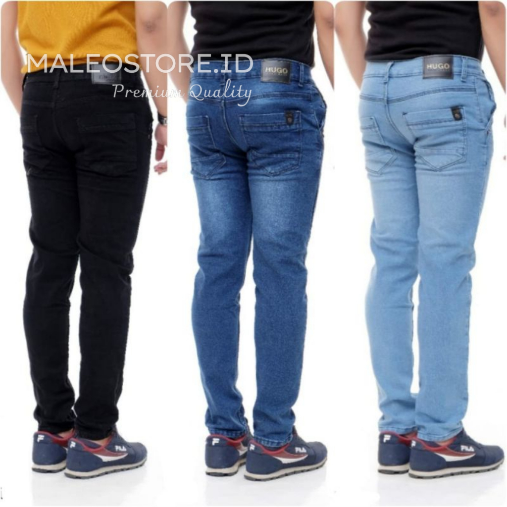 Celana Jeans Hitam Pria Panjang Pensil Skinny Semi Slim Fit Cowok Cowo Pria Bahan Denim Stretch Terbaru I Jeans Cowok I Celana Jeans Pria