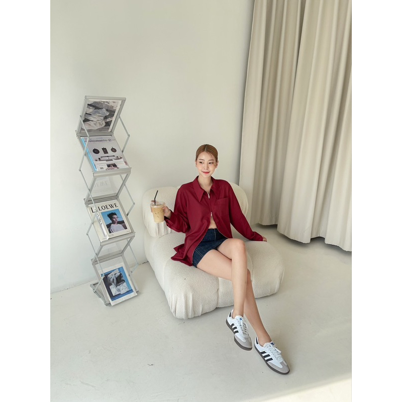 OVERSIZED ZIPPER SHIRT MERK WANWAN IMPORT BANGKOK/ KEMEJA ATASAN MODEL ZIPPER #2273 - YUKITA CLOTHIN