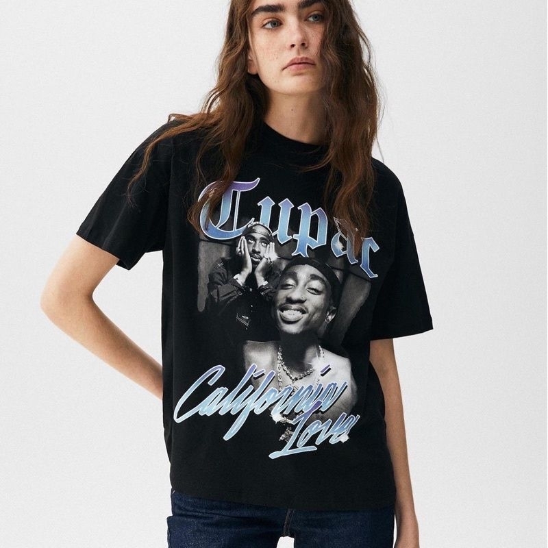 Tshirt Kaos Baju Band Official Import Original PullnBear Pull&Bear Tupac