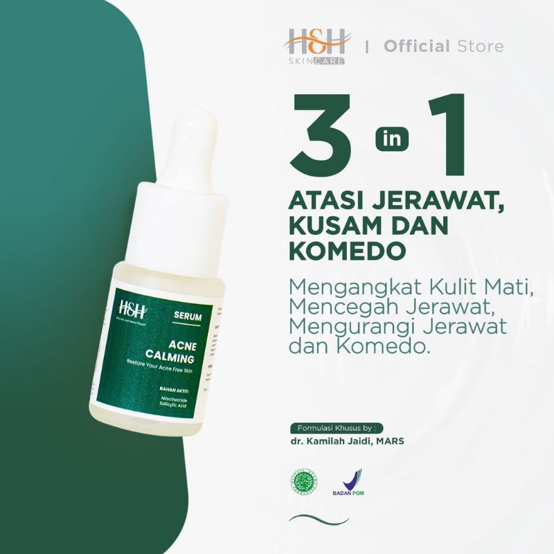 H&H Serum Acne Calming (serum untuk jerawat dan bekas jerawat kemerahan)
