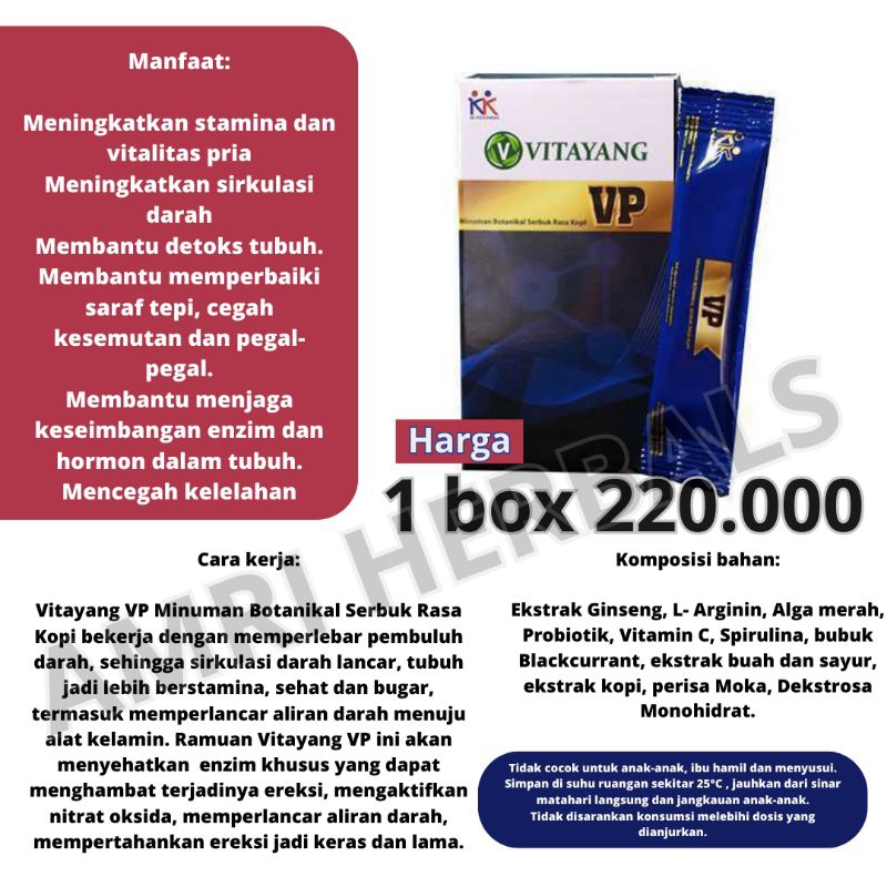 Vitayang VP Suplemen untuk meningkatkan vitalitas pria dewasa