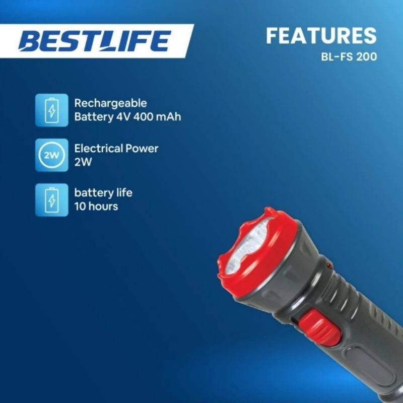 Senter Tangan Kecil Charge 2 Watt Super LED BestLife F200 2W