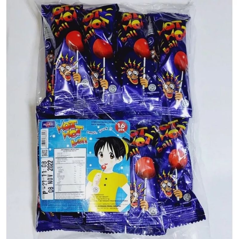 

Permen Hot Hot Ball Lolipop 1Pak isi 16Pcs