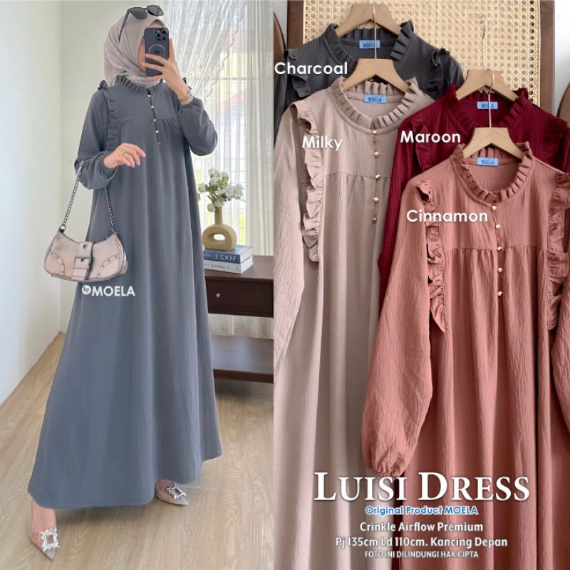 Gamis Dress Busui Polos Original Moela [Zeta Tilya Nuna Molin Lilci Siuti Luisi Kimea Biumi Zipi Twira Balkis Siama Poibi Luiry Lana Rosti]