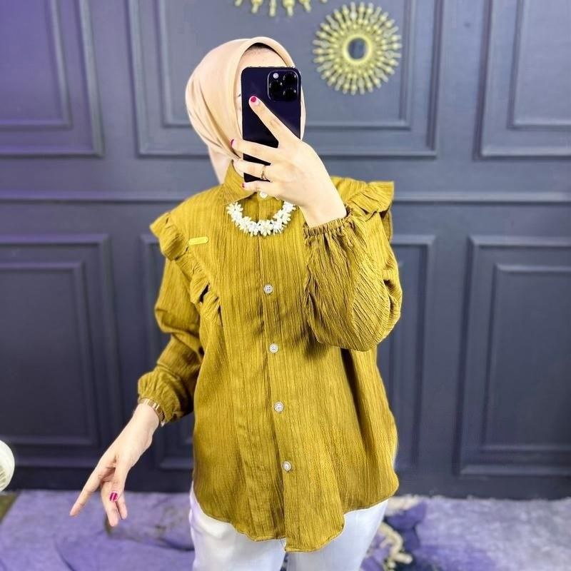 Kemeja Inara Baby Crush Oversize LD 120cm Atasan Wanita Free Bross