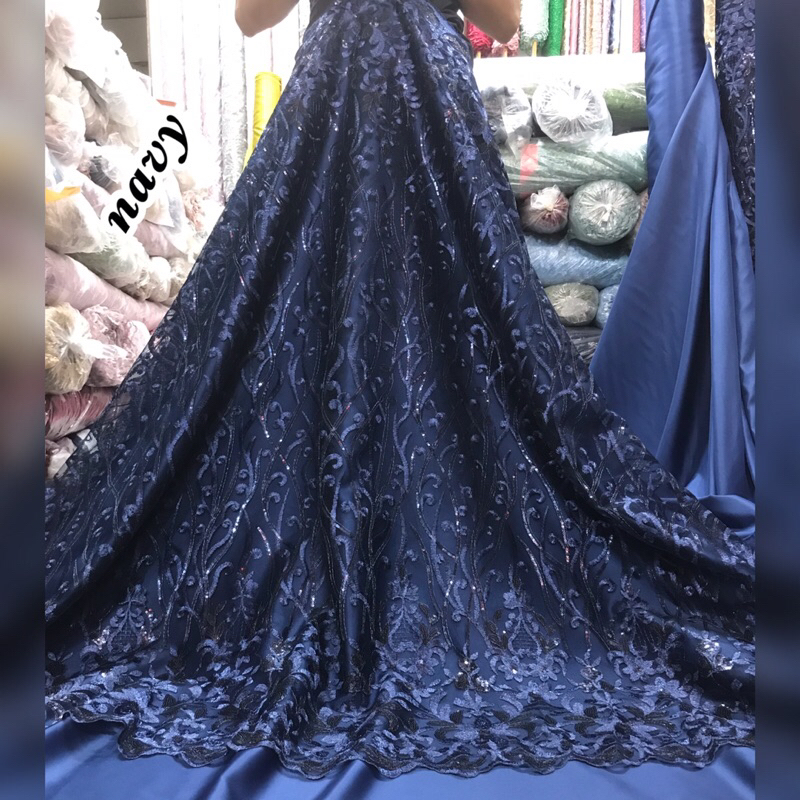 NEW!! Tulle Payet piring Korea / bahan kebaya brokat Tulle Payet.