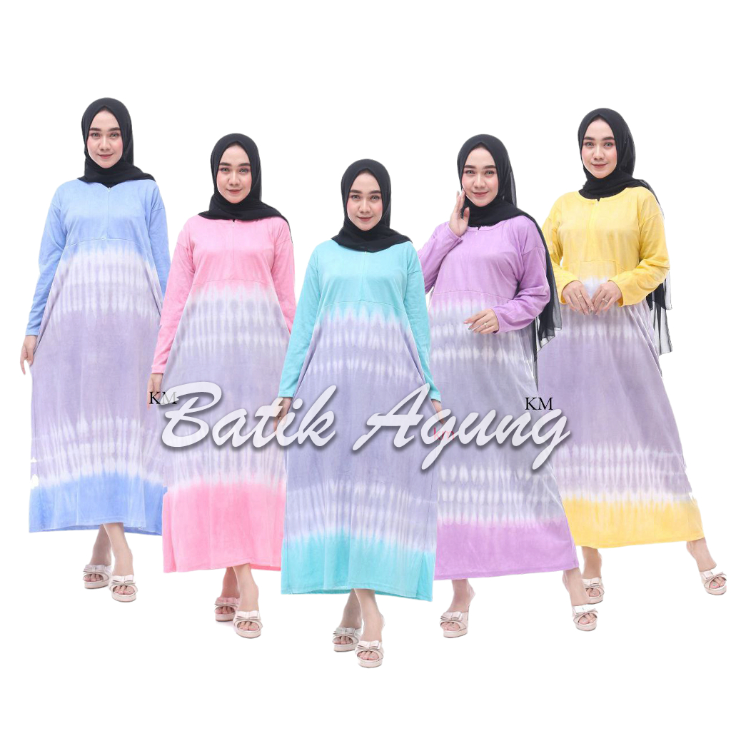 Daster Muslim Wanita Cewe Ibu Umi Mama Muda Rainbow Pelangi Jumputan Tiedie Longdress Murah Terbaru