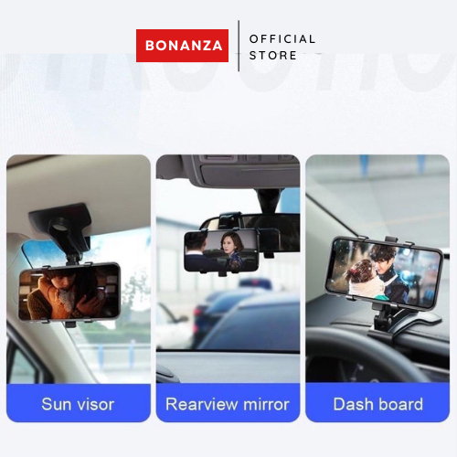 Car Phone Holder HP Mobil 4 in 1 HD35 Jepit Dashboard Universal Rearview 360 Degree Rotation
