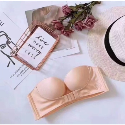 MARKAS BRA529 Bra Tanpa Kawat Pengait Depan Pakaian Dalam Wanita Tanpa Tali Bandeau Push Up