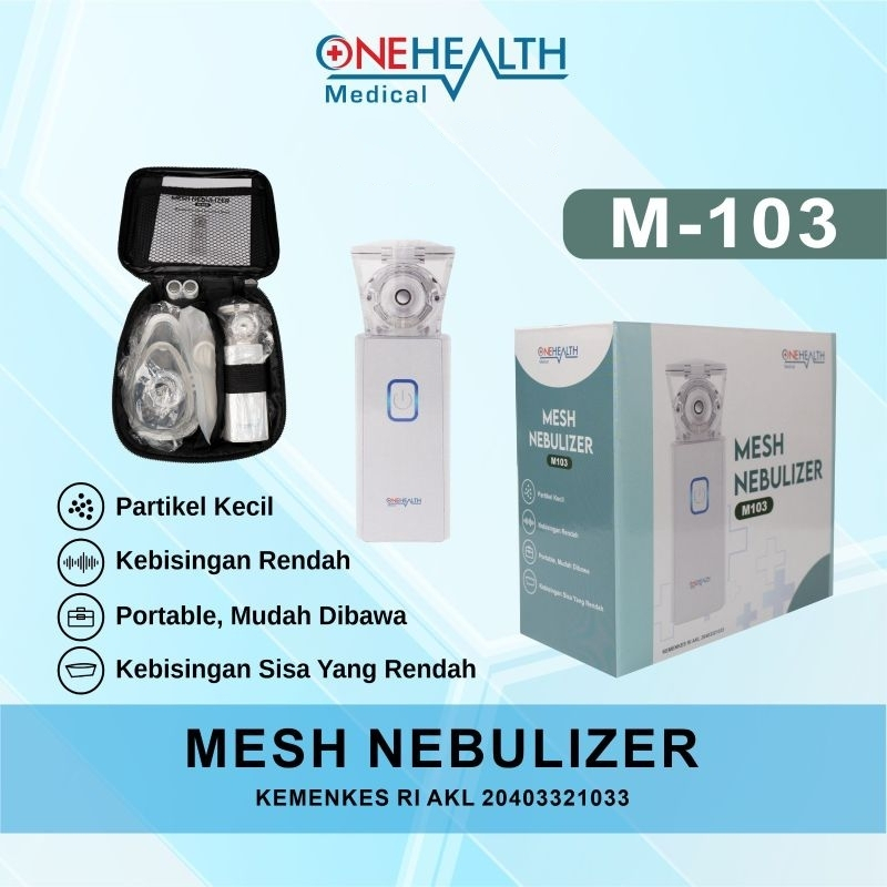 Portable Nebulizer Mesh Onehealth M103 / Alat Uap Nebu Terapi Pernapasan