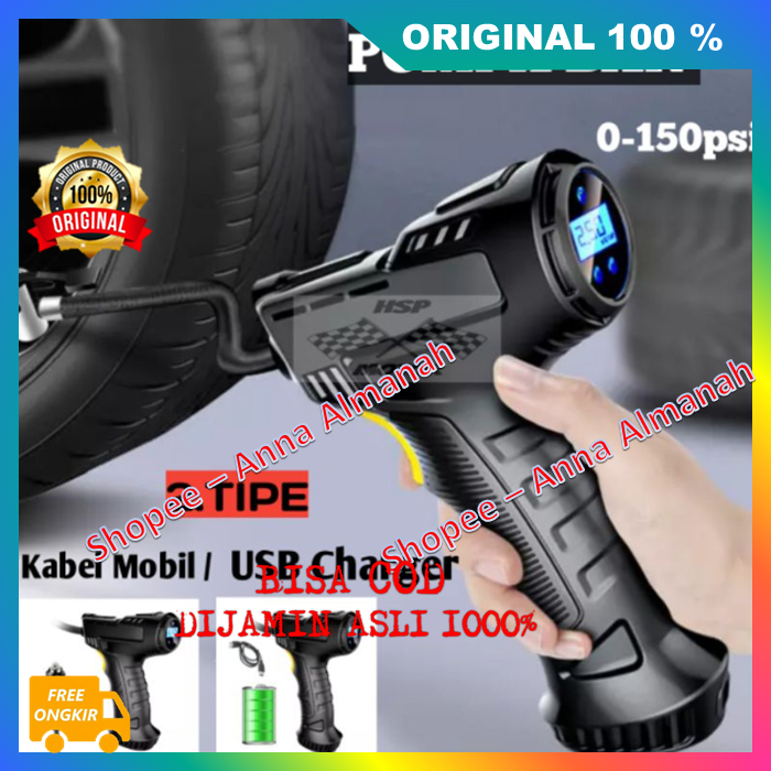 PROMO Pompa Elektrik Portable Pompa Ban Mobil Truk Motor Elektrik Cek Tekanan Angin Digital 100% ASL