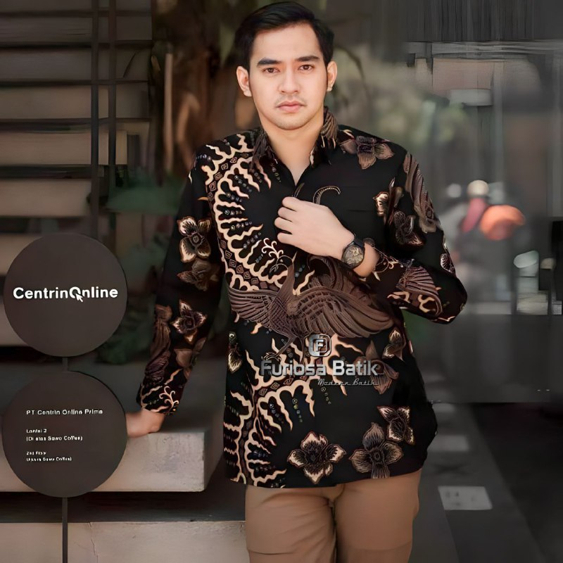 Furiosa Batik CICAK ROWO  Kemeja Baju Batik Pria Lengan Panjang ukuran M L XL XXL