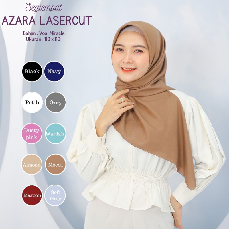 Hijab Segiempat Laser Cut Oskara Azara Voal Miracle Plain Azara Paris Premium Nyaman Dipakai | Bisa Cod