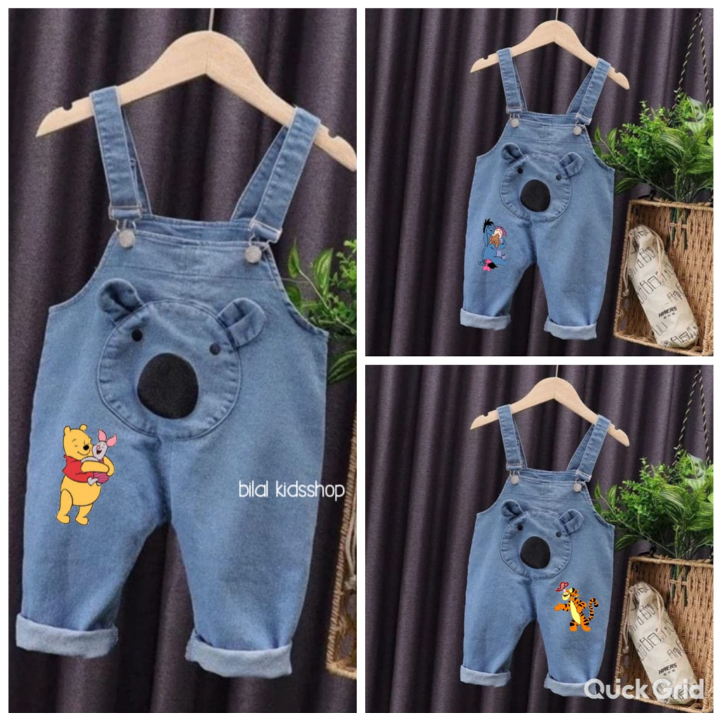 OVERALL JEANS PANJANG ANAK/BAJU KODOK KARAKTER ANAK