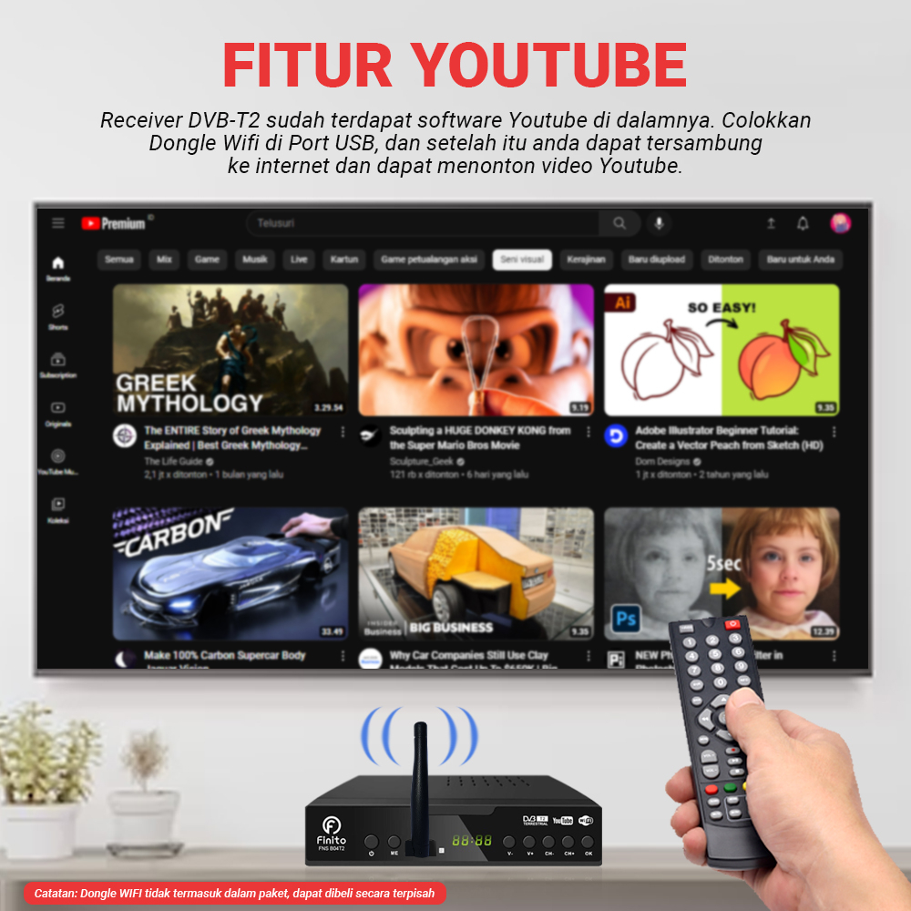 Set Top Box Digital Finito Plat Besi Anti Panas, Bisa Youtube Sudah Sertifikat KOMINFO Dan Sudah SNI, Gambar FULL HD