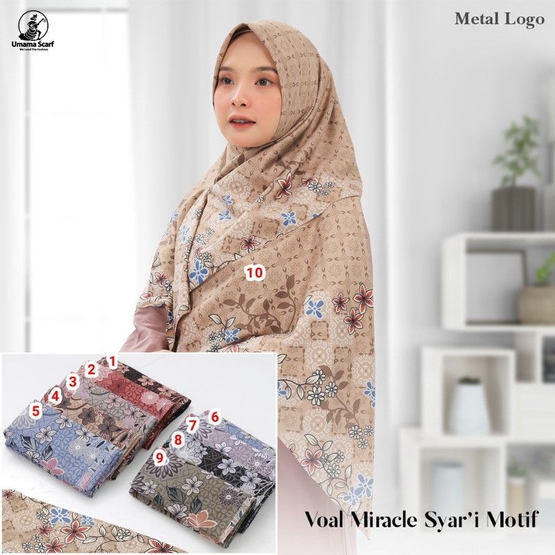 Segiempat Syari 130x130 Jilbab Umama Kerudung Hijab Segi4 Voal Jumbo Motif