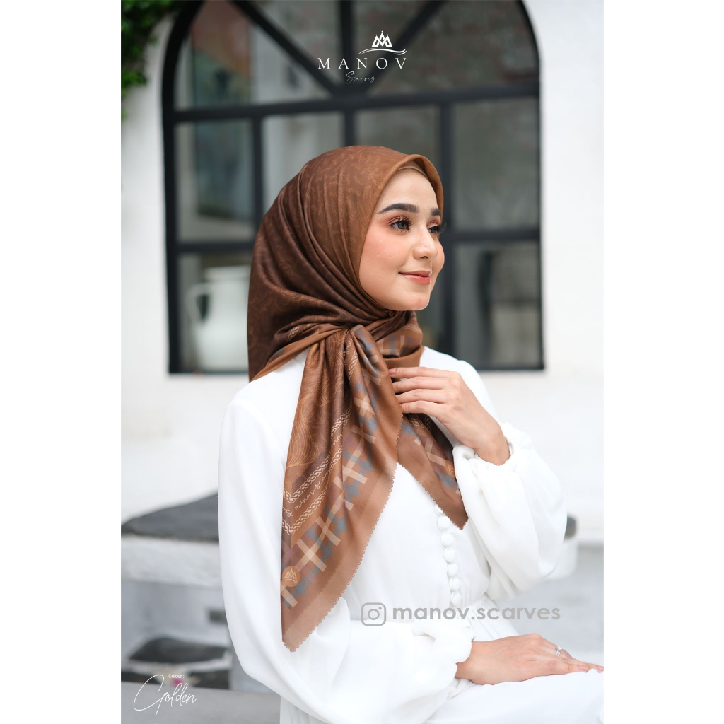 Hijab Branded Manov - Scarves Parismas Edition - Ultrafine Comfy 2 tone 115 x 115 cm Lase Cut