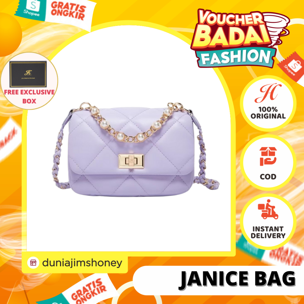 Jims Honey Janice Bag Tas Selempang Wanita Tali Rantai Free Box Sling Bag Cewek Import JH Ori