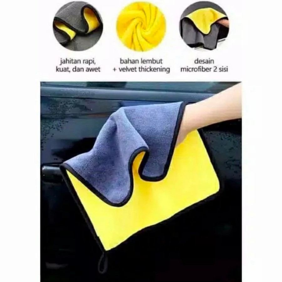 Kain Lap Microfiber Tebal 2sisi Lap Motor Mobil Cleaning Cloth Berkualitas