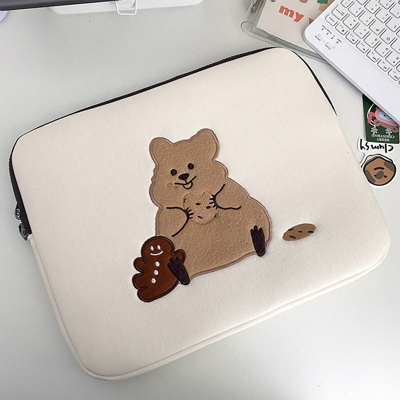 Sleeve Pouch Sarung Tas Bag Case Ipad Tab Tablet Macbook Air A2289 A2251 A2338 A2337 A2179 Pro Laptop Asus Acer Lenovo HP Huawei 11 12 13 14 15 inch Motif Gambar Kartun Bear Beruang Warna Brown Biru Cute Murah Korean Model