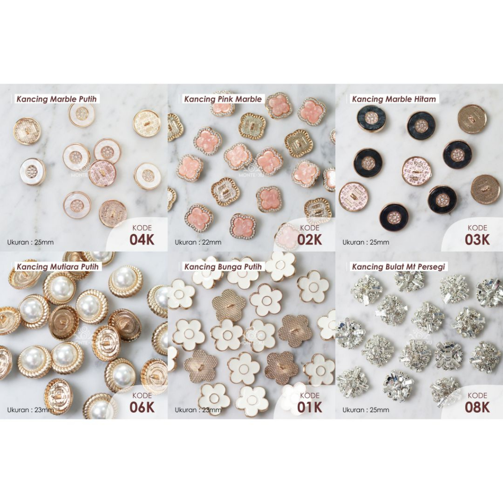 Kancing Diamond Kristal Jamur Mutiara Hias Jas Baju Premium