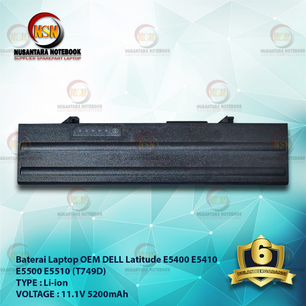 Baterai DELL OEM Latitude E5400 E5410 E5500 T749D 11.1V 5200mAh