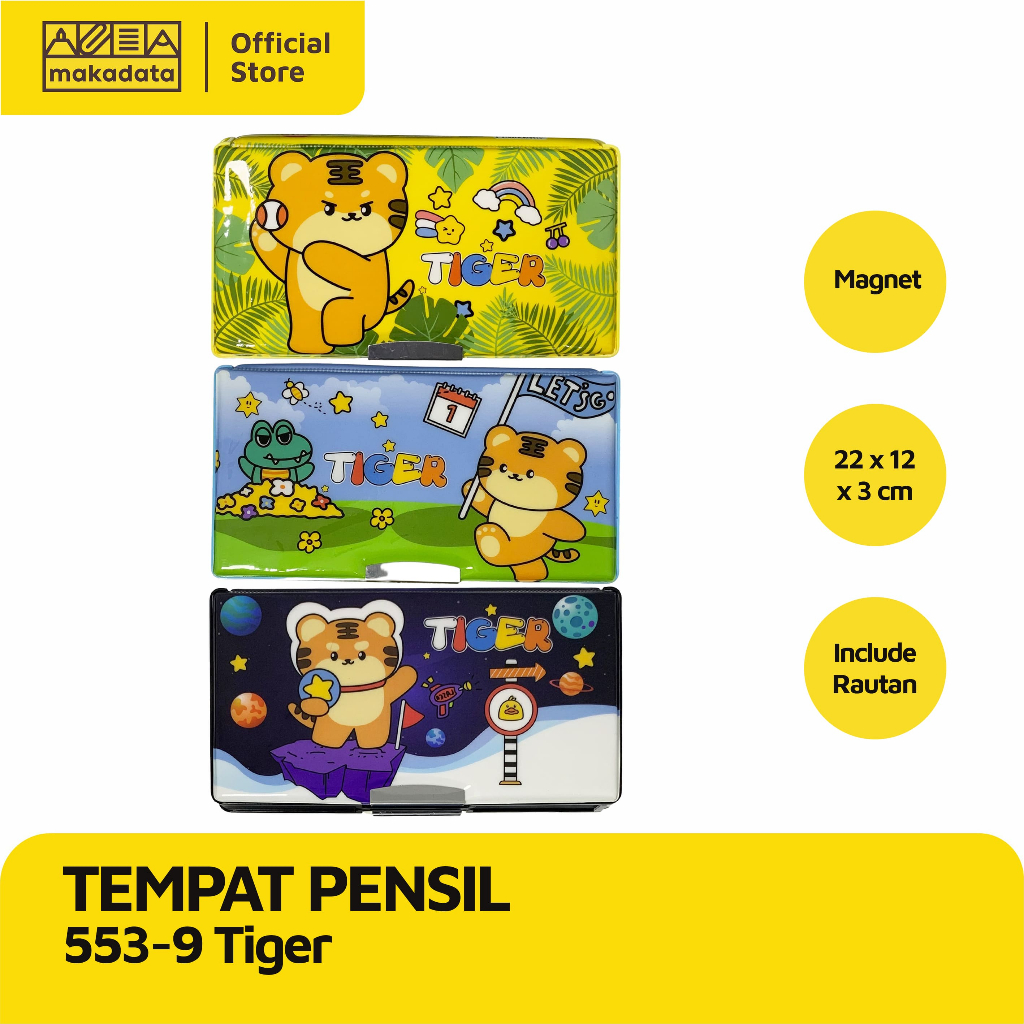 

PENCIL CASE / TEMPAT PENSIL MAGNET MOTIF TIGER 553-9 (1 PCS) MURAH
