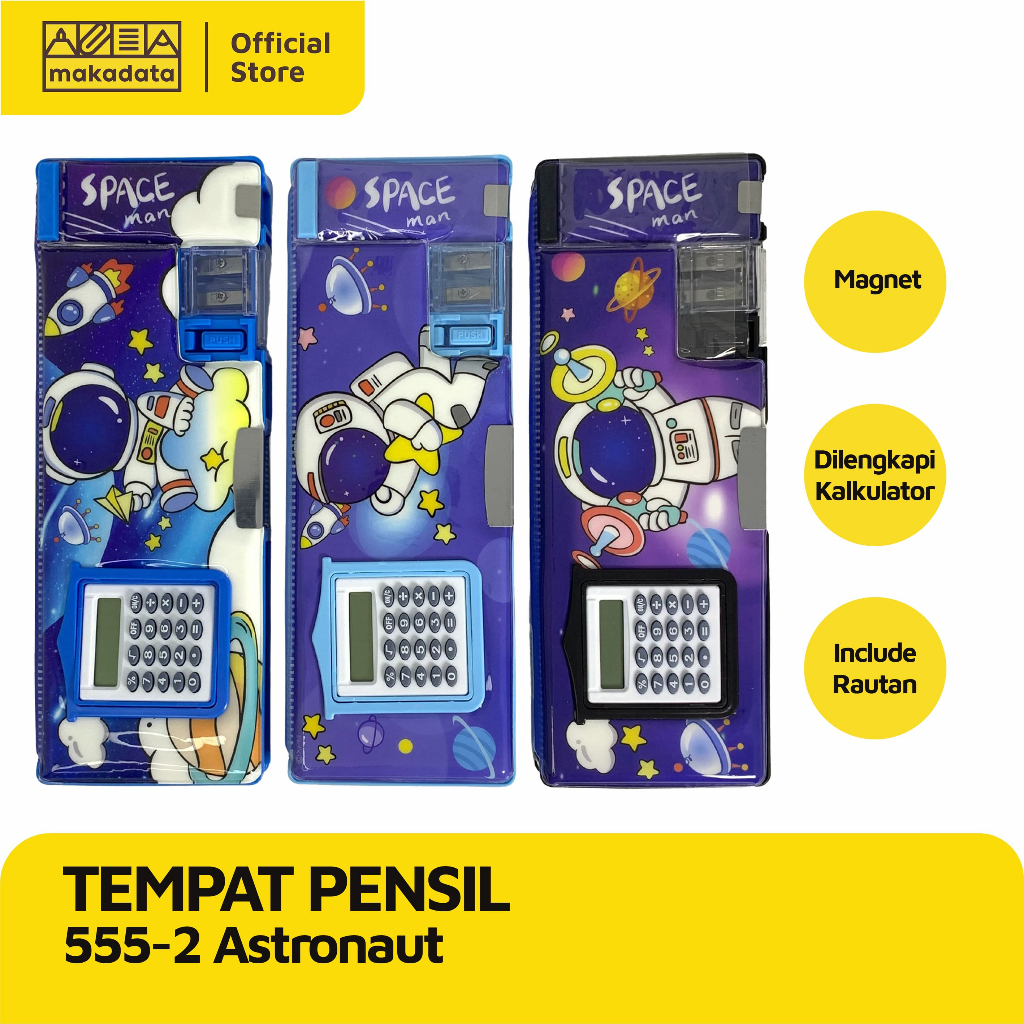 PENCIL CASE / TEMPAT PENSIL MAGNET MOTIF ASTRONAUT 555-2 (1 PCS) MURAH