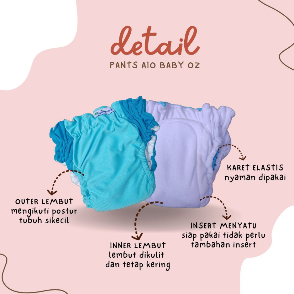 Clodi Baby Oz Pant AIO - cloudy popok kain cuci ulang pengganti pempers model celana langsung slup