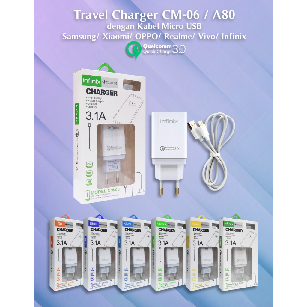 Charger SAMSUNG CM-06 1USB Android Micro Qualcomm Casan SAMSUNG CM06 USB Micro Qualcomm3.0