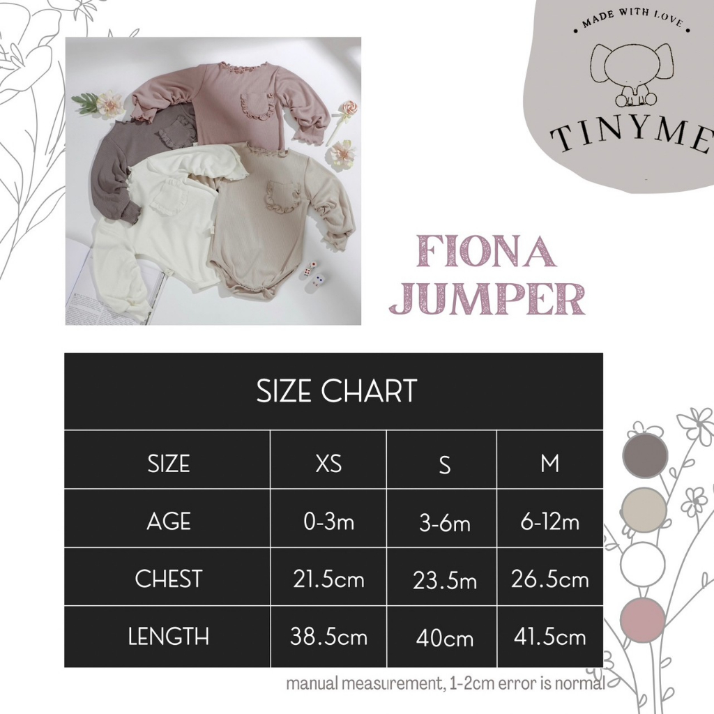 TINYME || 0-12bln JUMPER RUFFLE BASIC BAYI | JUMPSUIT ROMPER BAJU PAKAIAN ANAK BABY catalog TMTM Fiona