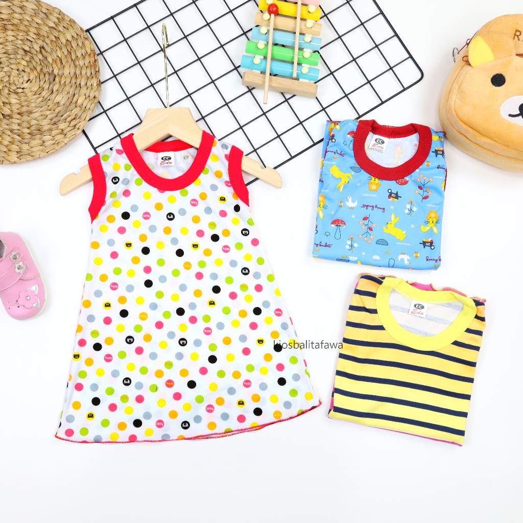 Daster Yukensi size Bayi -  5 Tahun / Dress Anak Perempuan Atasan Murah Bahan Kaos Baju Harian babycinnamon