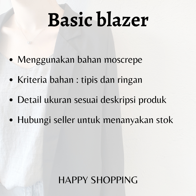 Blazer Wanita Korea / Blazer Basic Plain Korean Style / Blazer Tangan Panjang Wanita
