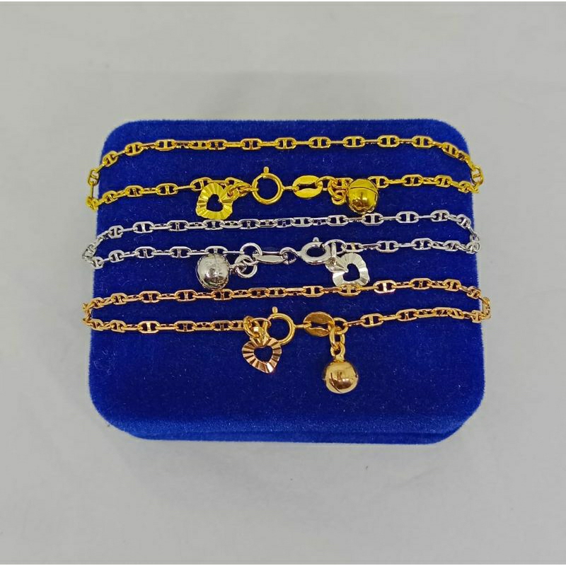 gelang tangan anak rantai C besar &amp;kecil 1love ukir 1bel S925 / perhiasan perak 925 berlapis emas/gelang tangan anak fashion
