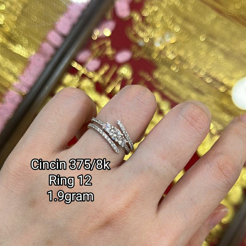 Perhiasan Cincin Mas Putih Modis Emas Putih Asli Kadar 375/8K