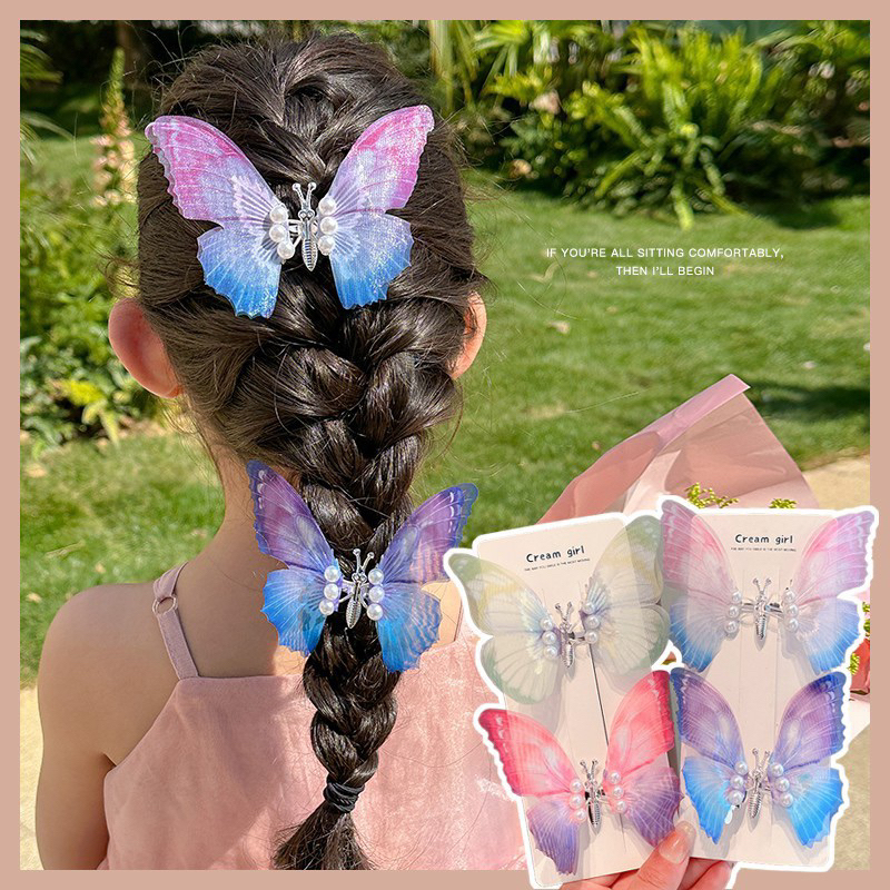 Delunashop_Acc Klip Rambut Anak Kupu-Kupu Bergerak Mutiara hair clip gradient colour butterfly Hiasan Kepala Perhiasan jepit rambut kupu-kupu jepitan anak jepit rambut anak jepitan rambut anak jepit rambut anak perempuan