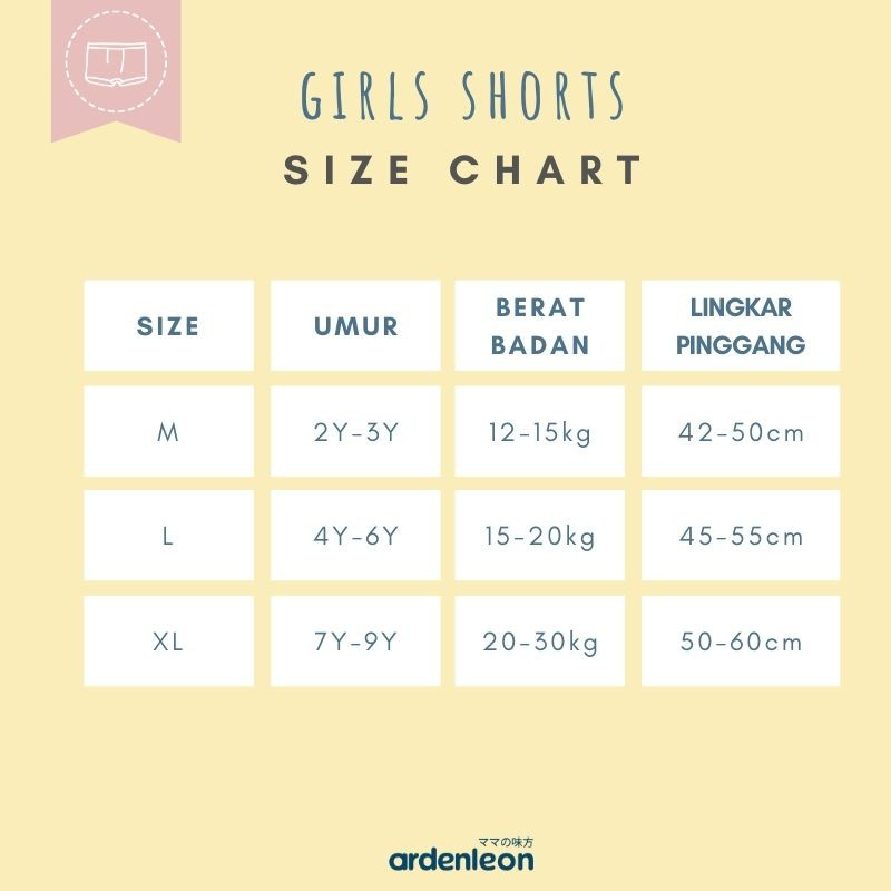 ARDENLEON Girls Shorts (2 pcs) Celana Dalam Anak