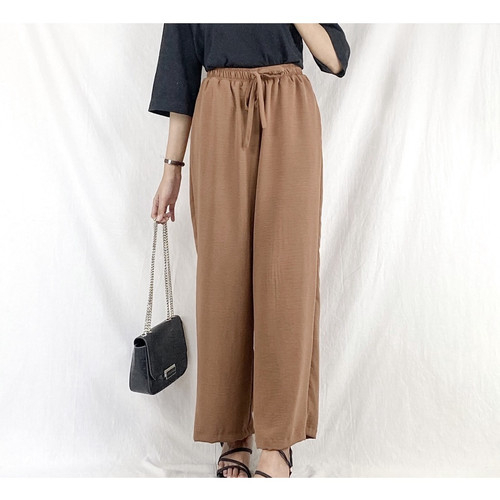 Celana Kulot Wanita Crinkle Kulot Airflow Kulot Ruby Banyak Pilihan Warna Hitam Olive Broken White L