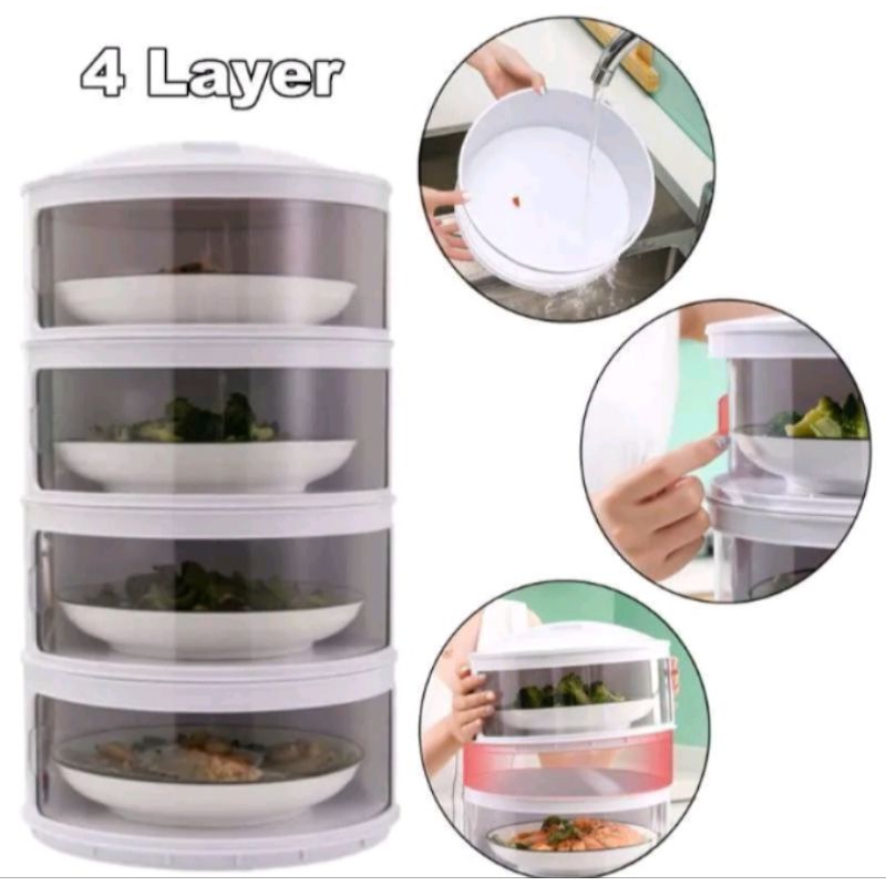 Rak makanan 4 susun / tempat menyimpan makanan / rak makanan / rak pelindung makanan