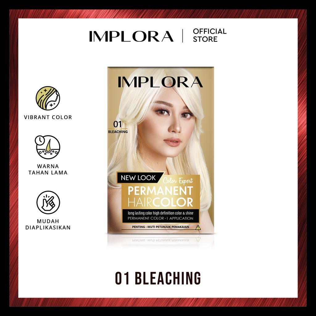 IMPLORA New Permanent Hair Color Bleaching | Cat Rambut Implora Bleaching Warna Natural