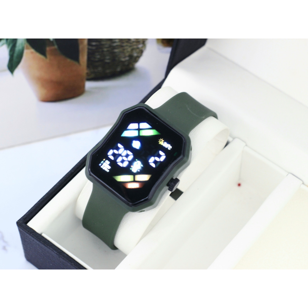 BEST SELLER JAM TANGAN WANITA LED PERSEGI WK 315 TALI RUBBER FREE BOX