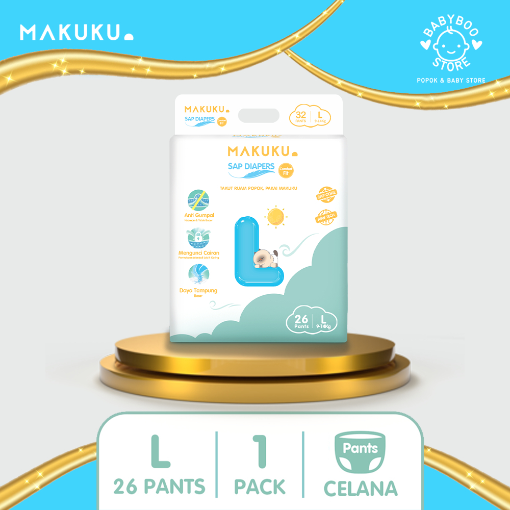 MAKUKU SAP Diapers Comfort  Fit  Tape L26 x 1 Pack Popok Bayi type Celana